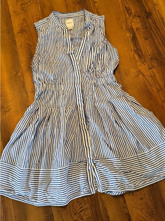 Anthropologie Dresses & Skirts - Maeve Anthropologie Blue & White Striped Button down Mini dress preppy womens S